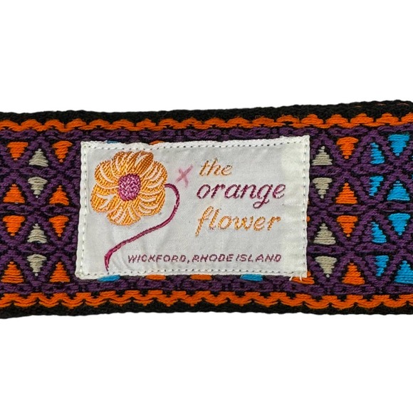 Vintage Woven Tapestry Geometric Boho Belt OS The Orange Flower Wickford RI - Picture 5 of 6